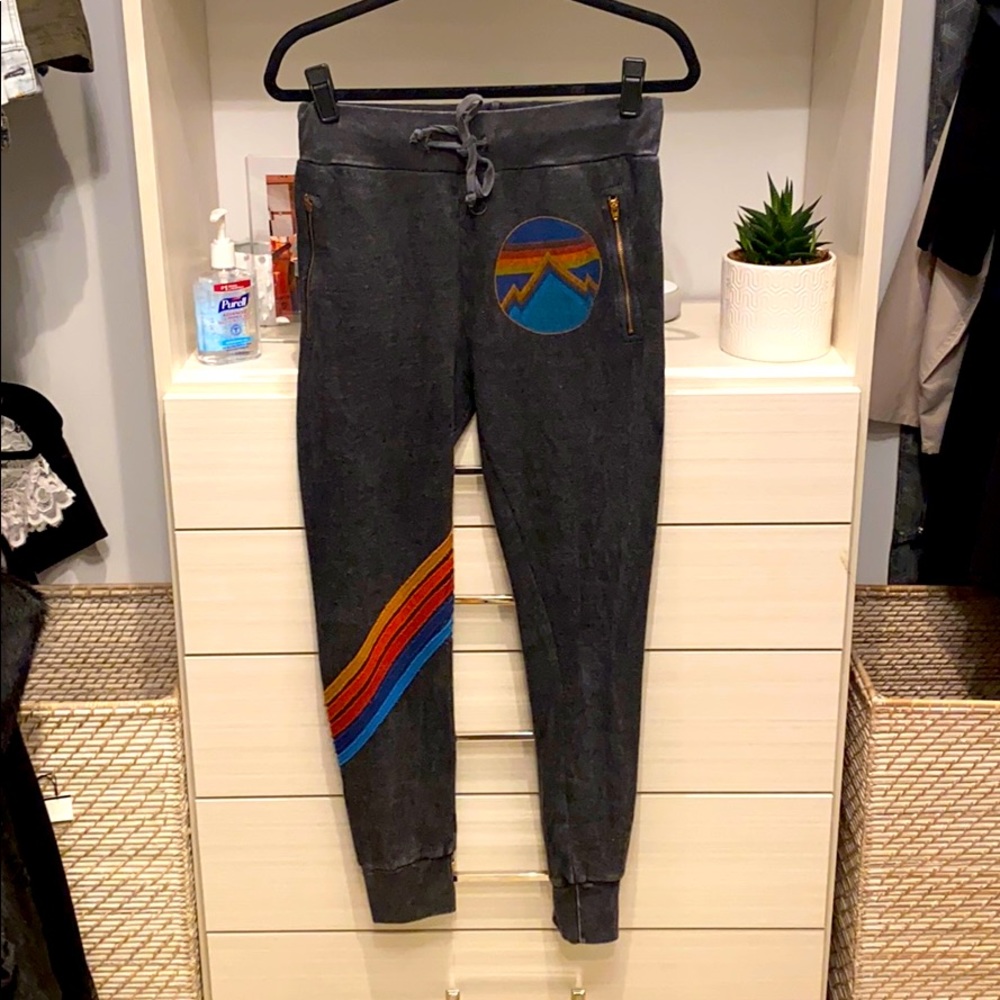 Aviator Nation dark grey moto sweatpants size M